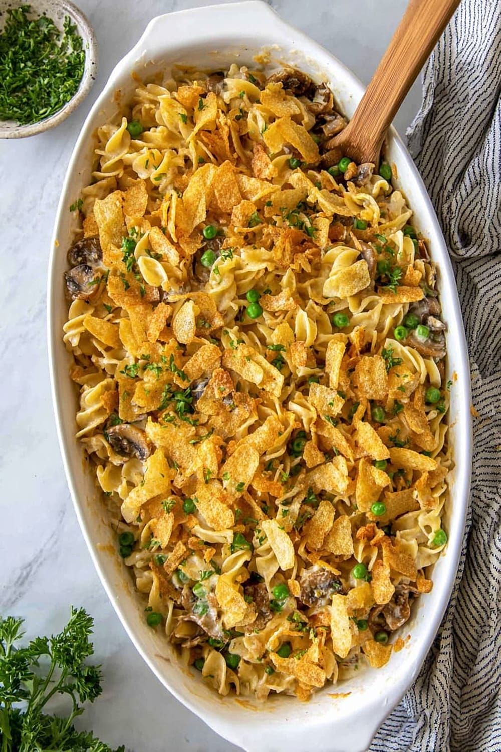 Old Fashioned Tuna Noodle Casserole with Potato Chips