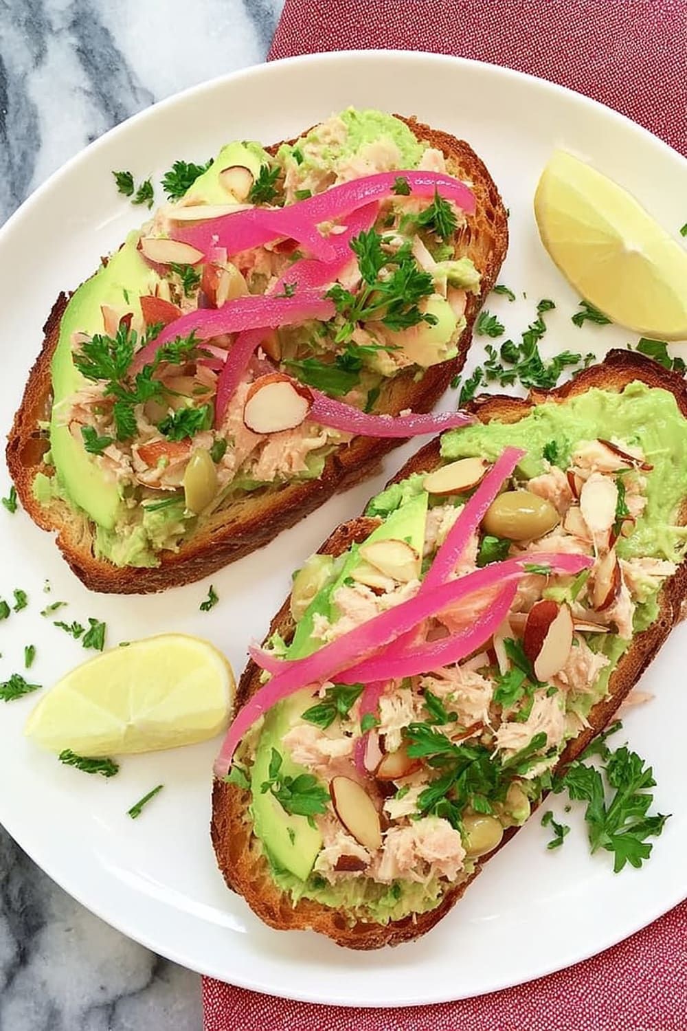 Avocado, Tuna & Pickled Red Onion Toast