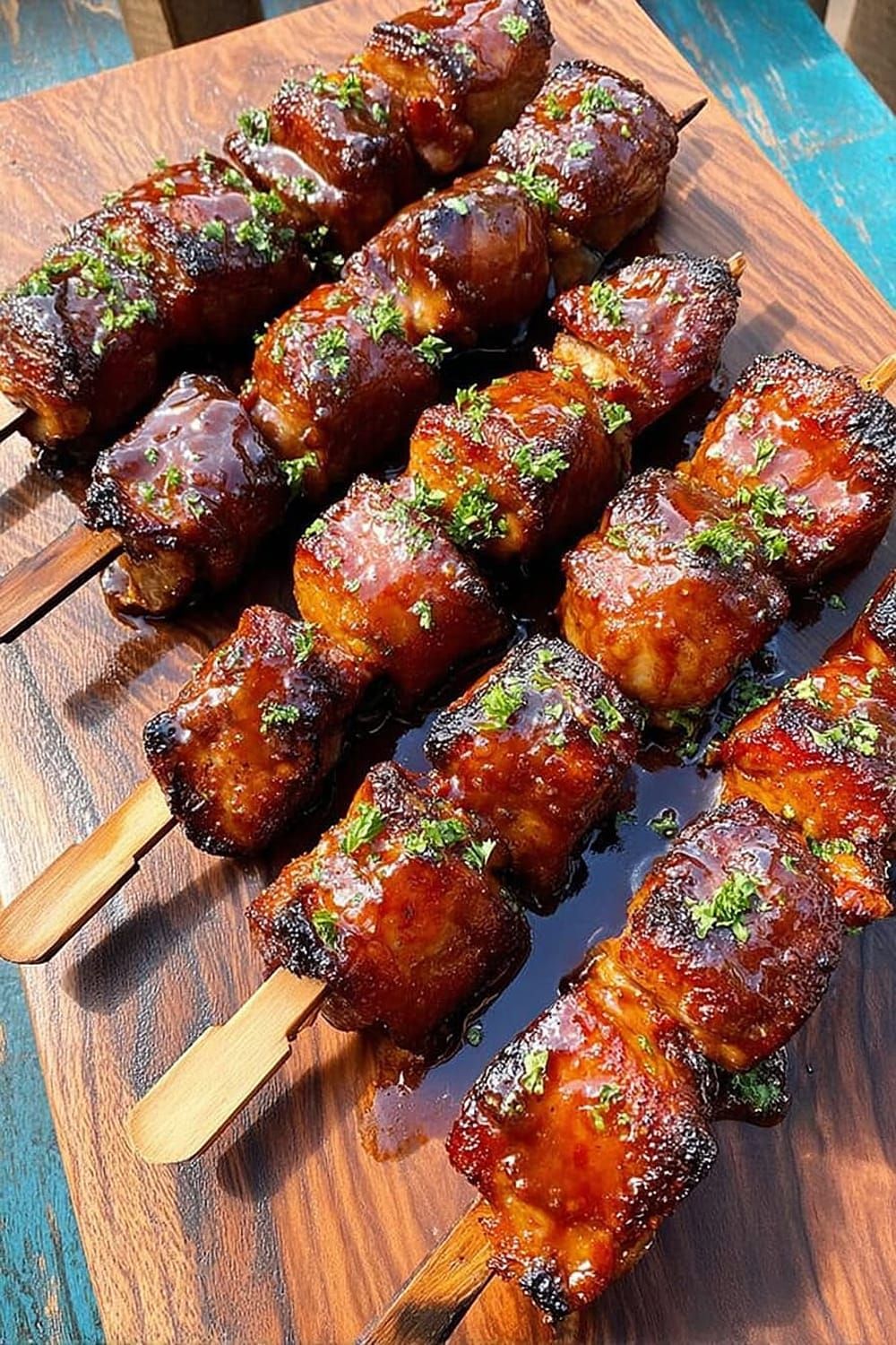 Bacon Wrapped Pork Skewers
