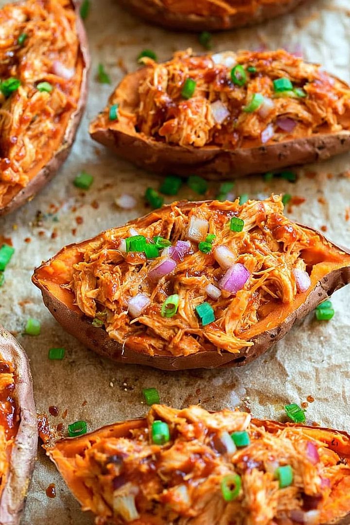 BBQ Chicken Stuffed Sweet Potatoes