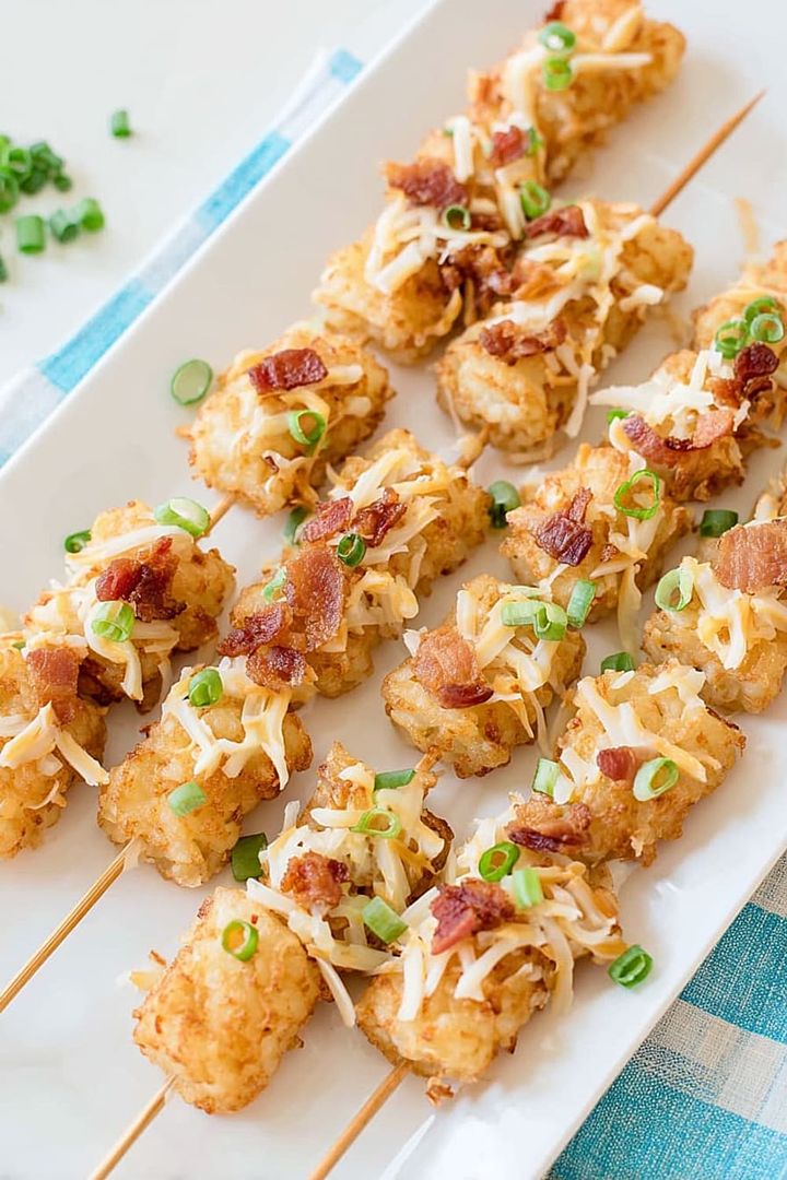 Loaded Tater Tot Skewers