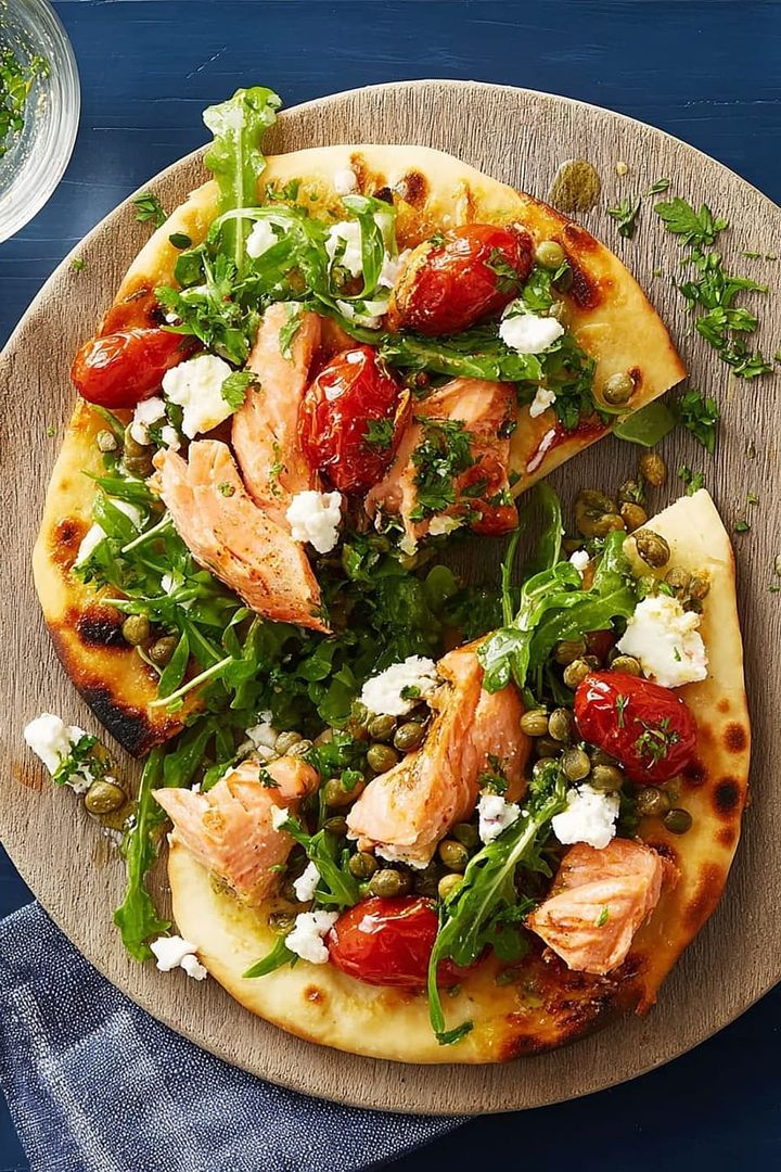 Air Fryer Salmon Flatbreads