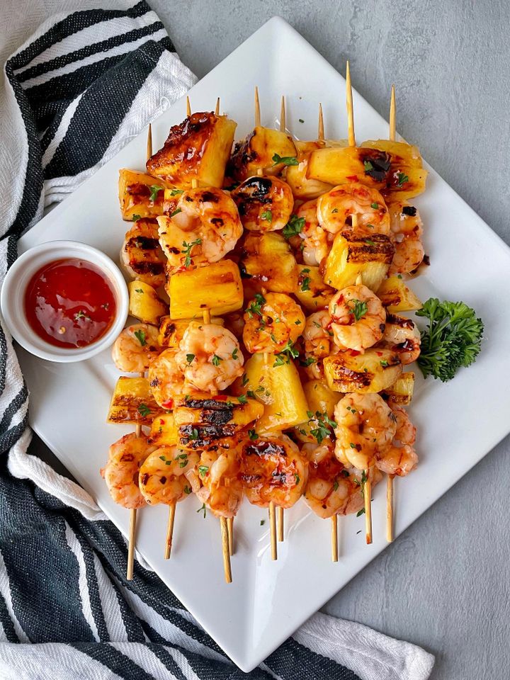 Sweet and Spicy Pineapple Shrimp Skewers