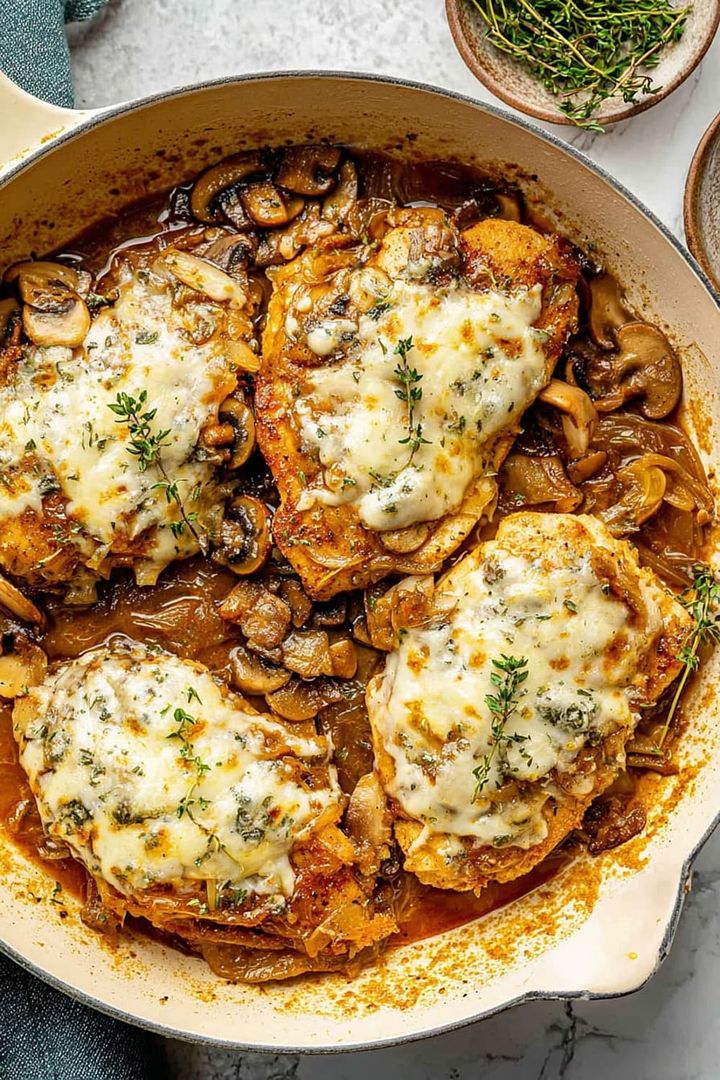 Skillet French Onion Chicken with Mushrooms