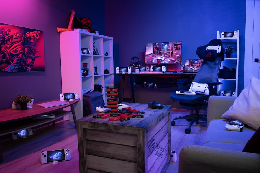 Numerous ASUS ROG Ally devices in a room