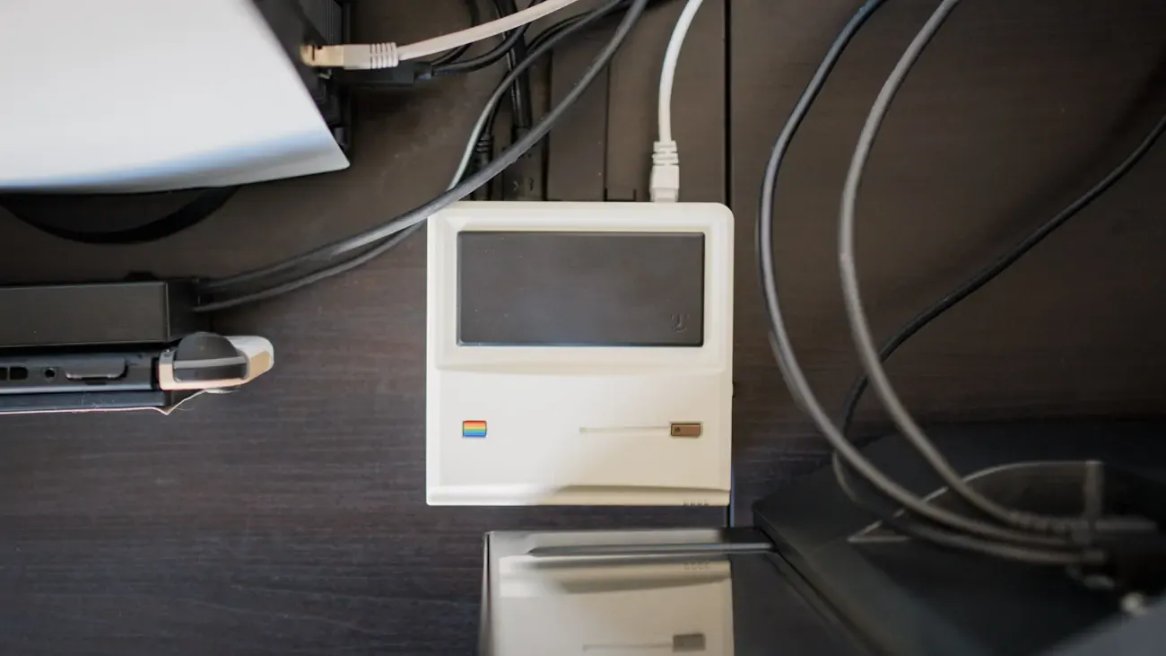 AYANEO AM01 behind TV