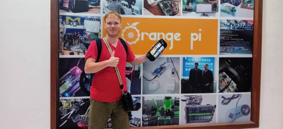 Holding the Orange Pi Neo handheld