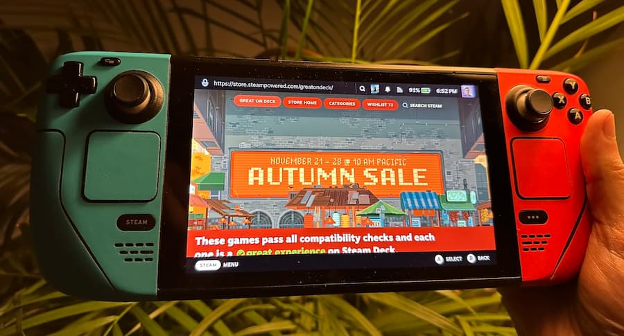 A Steam Deck showing the 2023 Autumn Sale