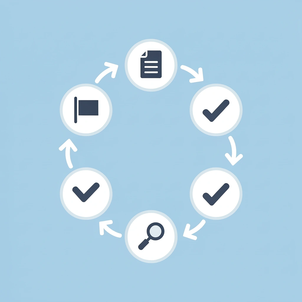 Circular workflow showing the five sequential steps to dissolve an LLC