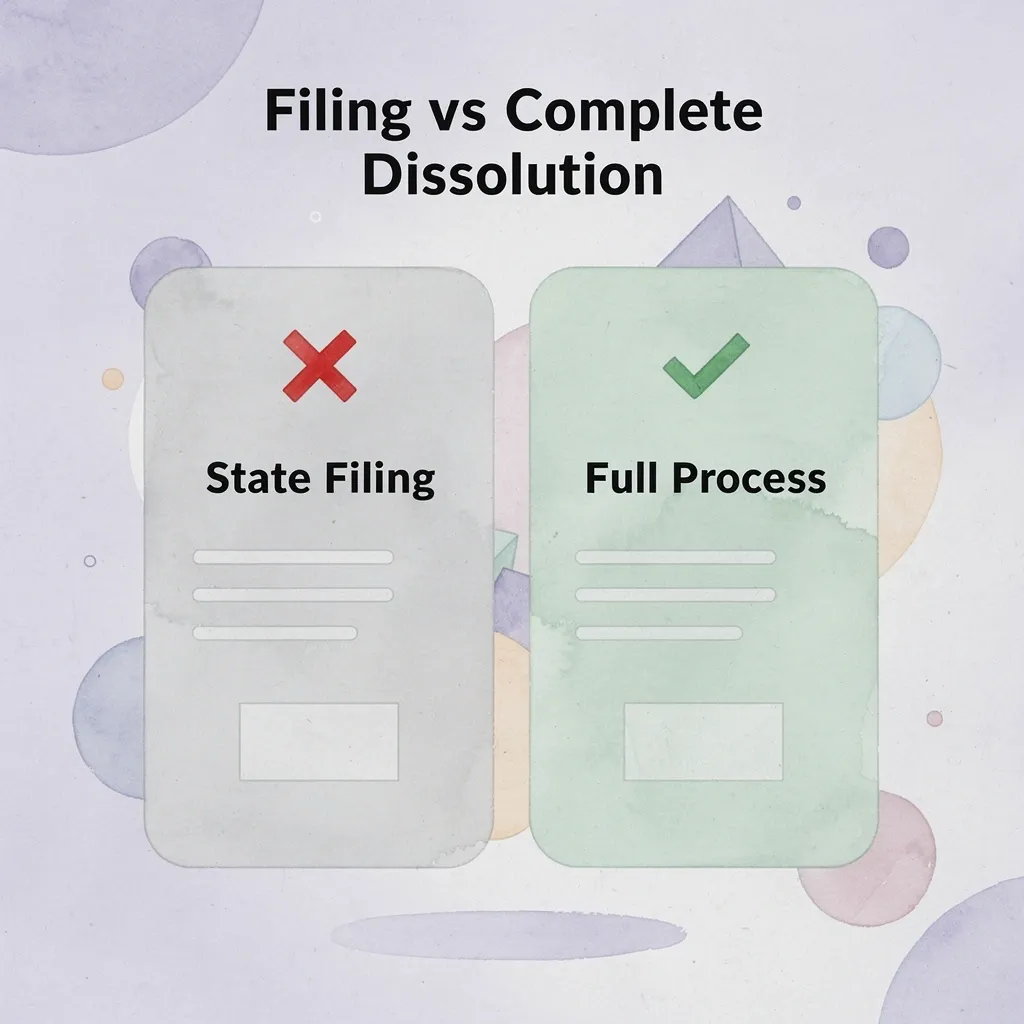 Before and after comparison of filing versus complete dissolution