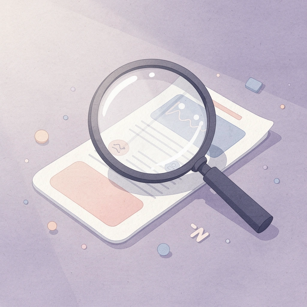 Magnifying glass examining complex dissolution process details