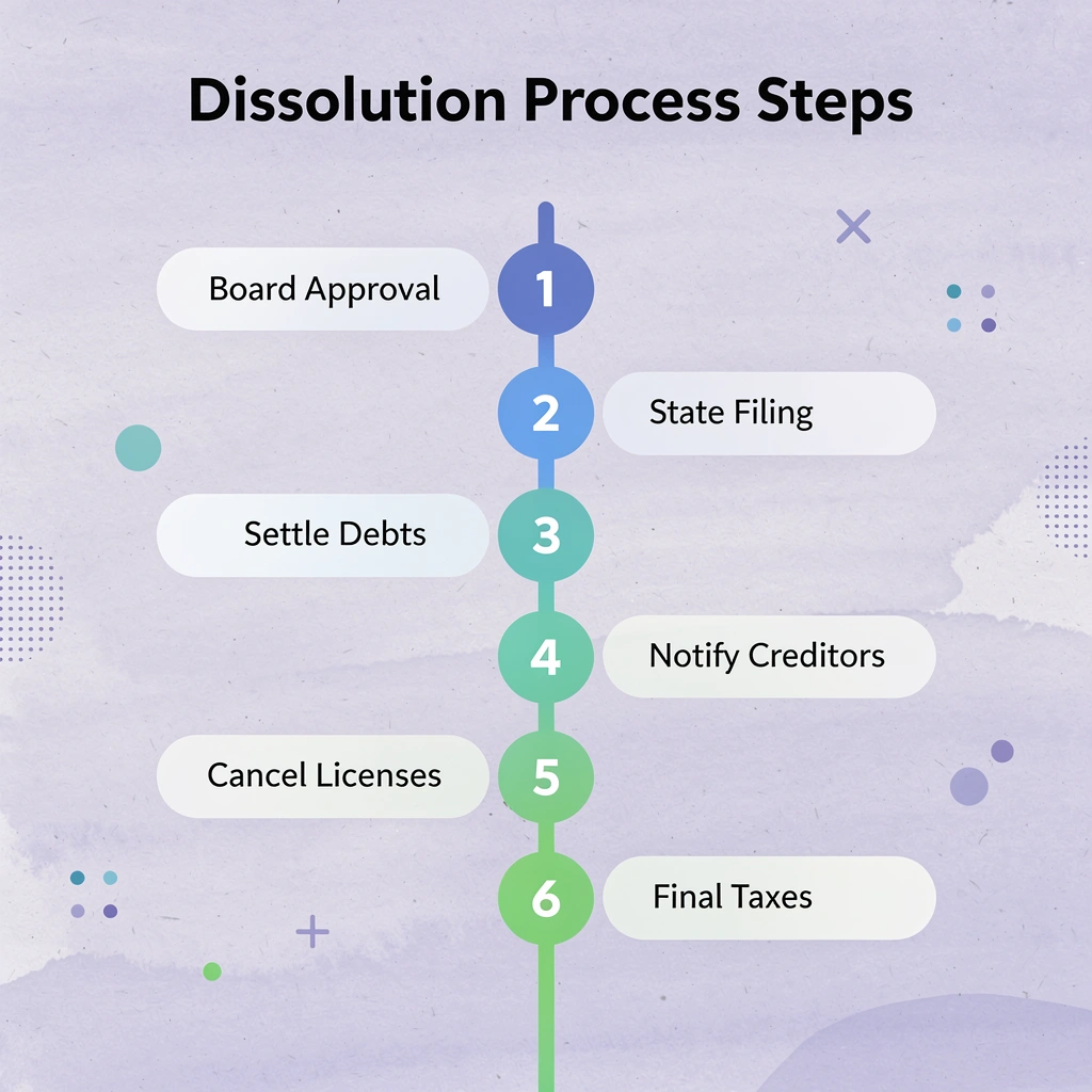 Step-by-step dissolution process infographic