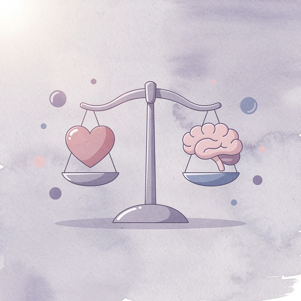 Balance scale weighing completion thinking against process thinking