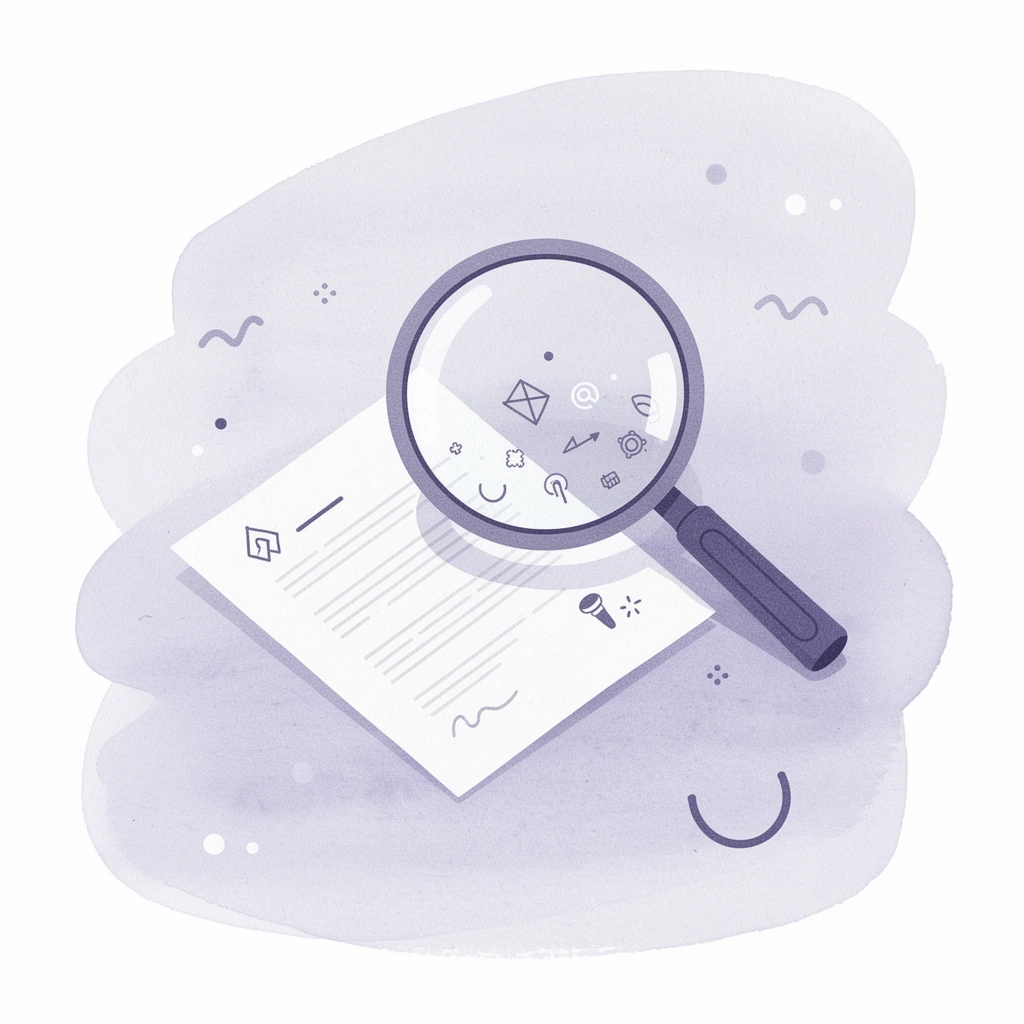 Magnifying glass examining business documents to reveal hidden complications
