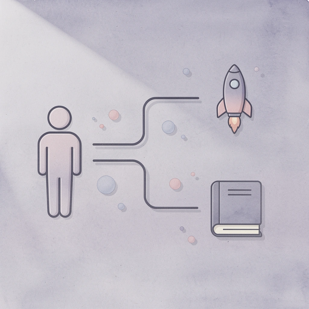 Icon showing dissolution filing splitting into two different outcome paths