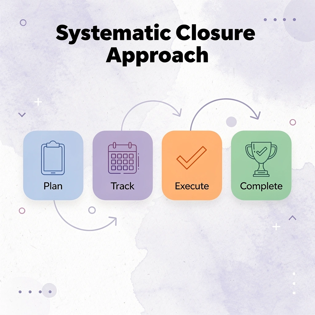 Process flow showing systematic business closure approach