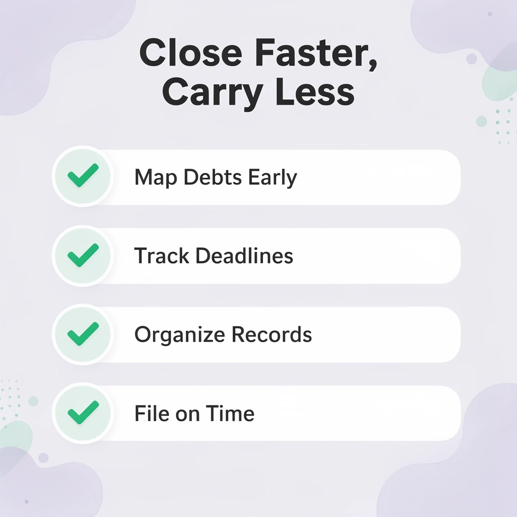 Checklist showing four habits that help founders close a business faster