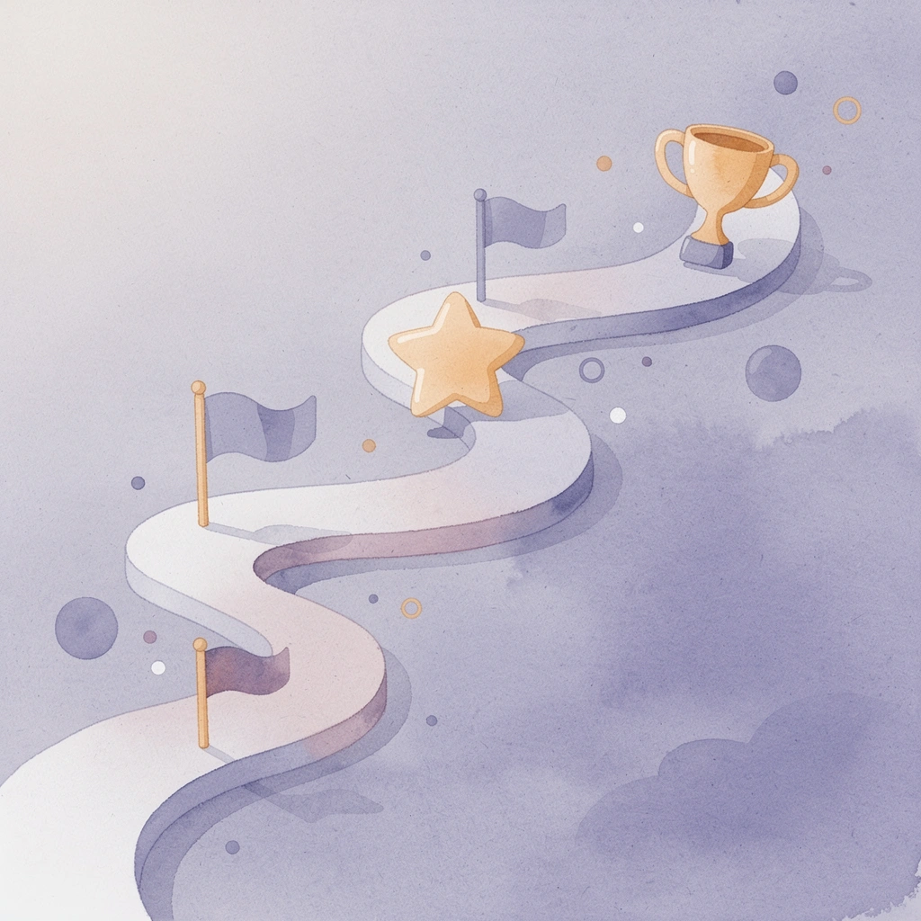 Scene illustration of a winding path with milestone markers representing the LLC dissolution process