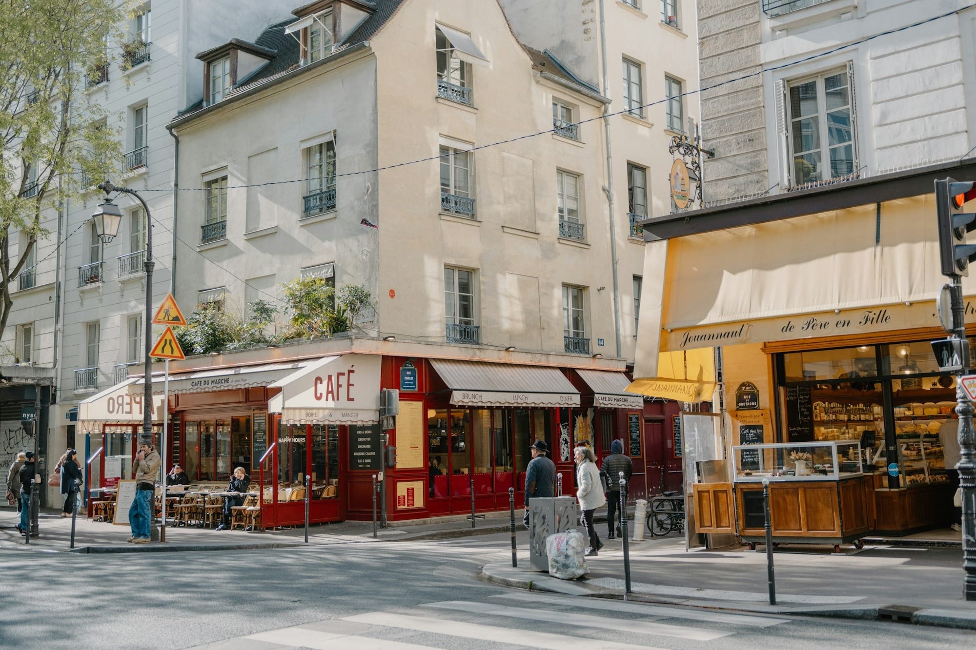 Cafe storefronts on a parisian street corner
