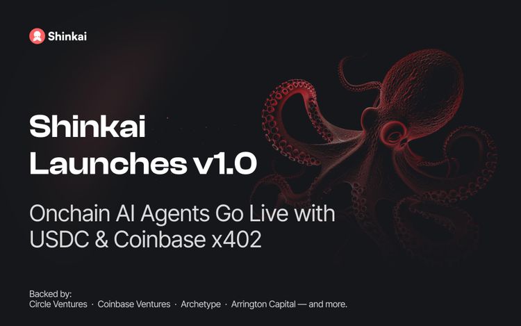 Shinkai Launches v1.0: Onchain AI Agents Go Live with USDC & Coinbase x402