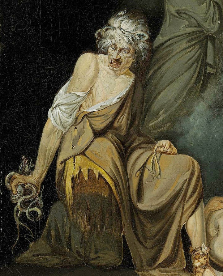 John Hamilton Mortimer, A.R.A. (Eastbourne 1740–1779 London)
&nbsp;Sextus Pompeius consulting Erichtho before the Battle of Pharsalia