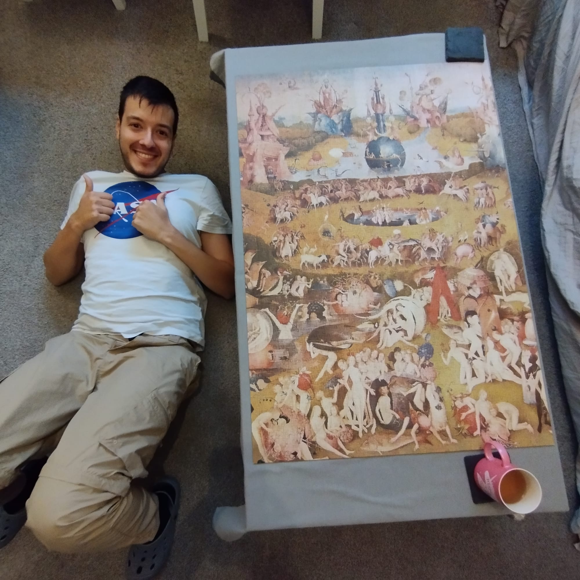Myself and puzzle of Hieronymus Bosch,&nbsp;The Garden of Earthly Delights - Picture of Maria Priestley