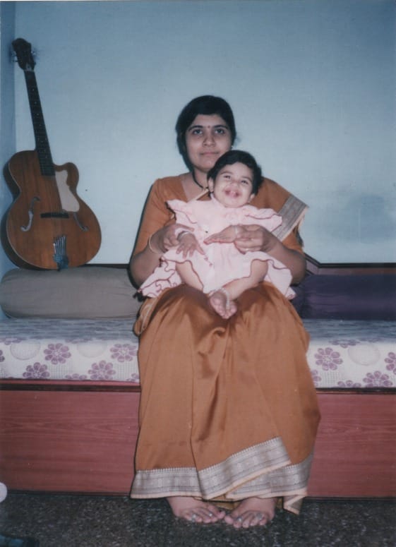 Muskan with her mother in Indore, India (2000)