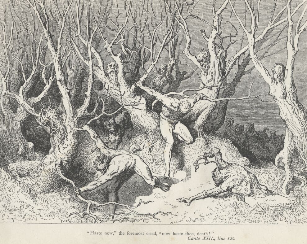 The Inferno, Canto 13, Etching by Gustave Dore