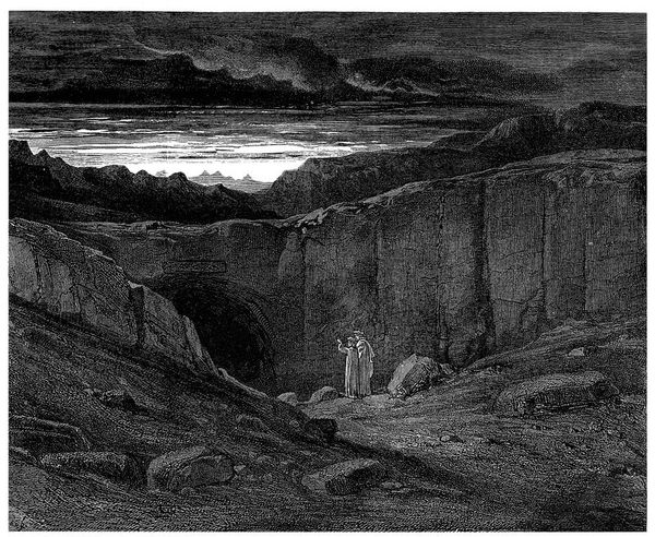 Gustave Doré’s illustration to Dante’s Inferno. Plate VIII: Canto III: The gate of Hell. “Abandon all hope ye who enter here”