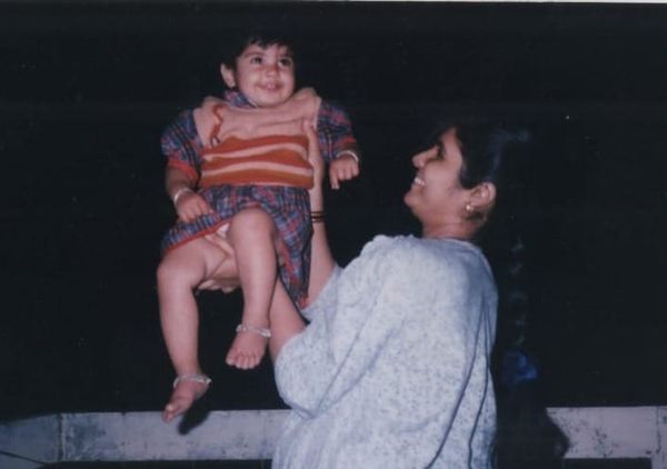 Muskan Bhatia with her mother in Indore, India (2000)