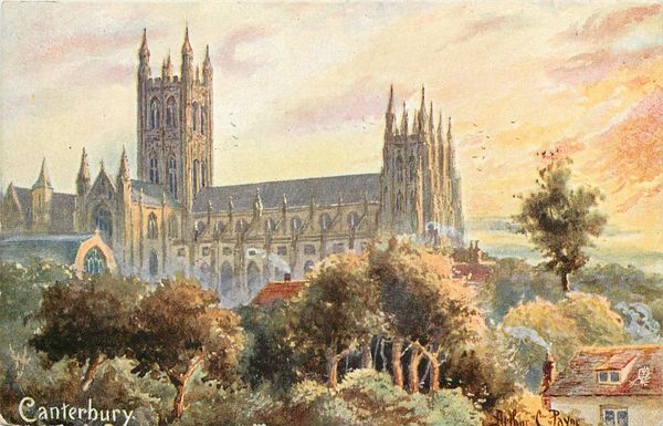 Canterbury Cathedral by Arthur C. Payne, from a postcard