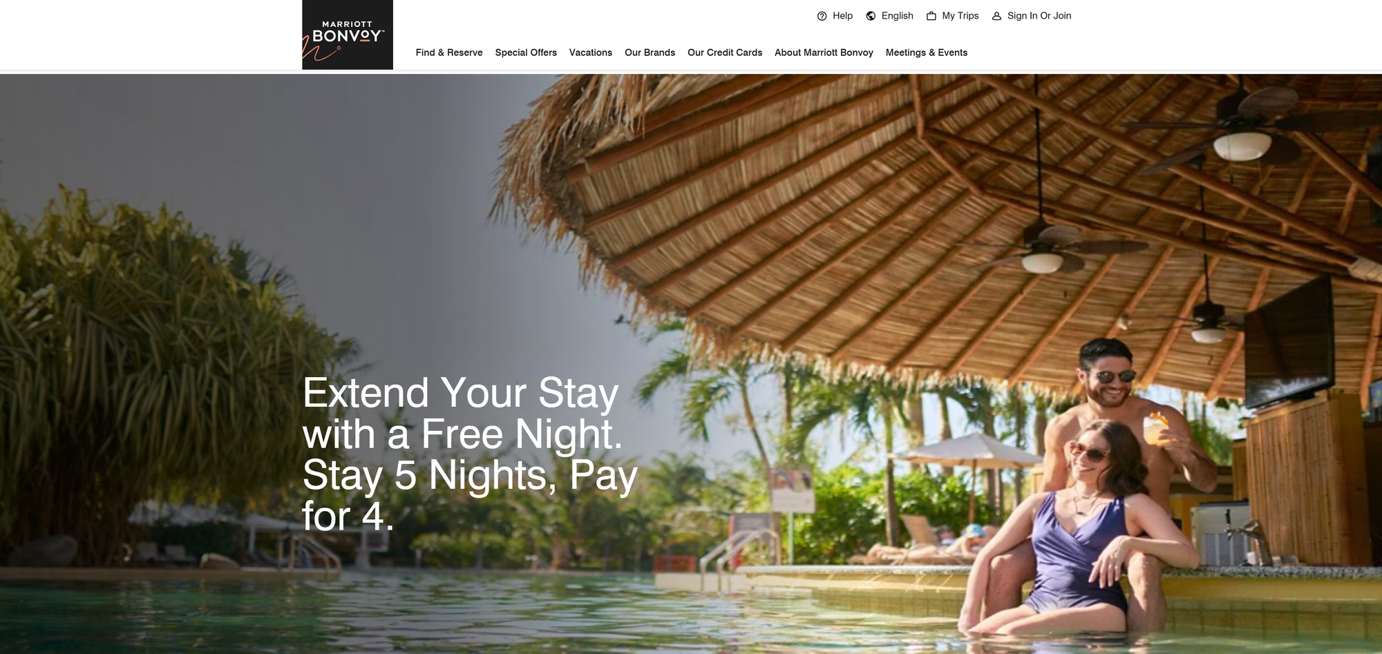 Marriott Bonvoy 萬豪旅享家Stay 5 nights, Pay for 4。(資料來源：Marriott官方網站)