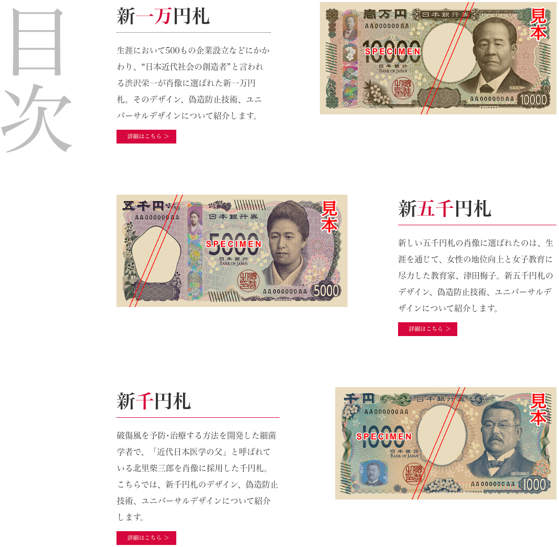日本已於2024年7月3日起發行新版紙幣(1000日元、5000日元、10000日元)。(資料來源：国立印刷局)