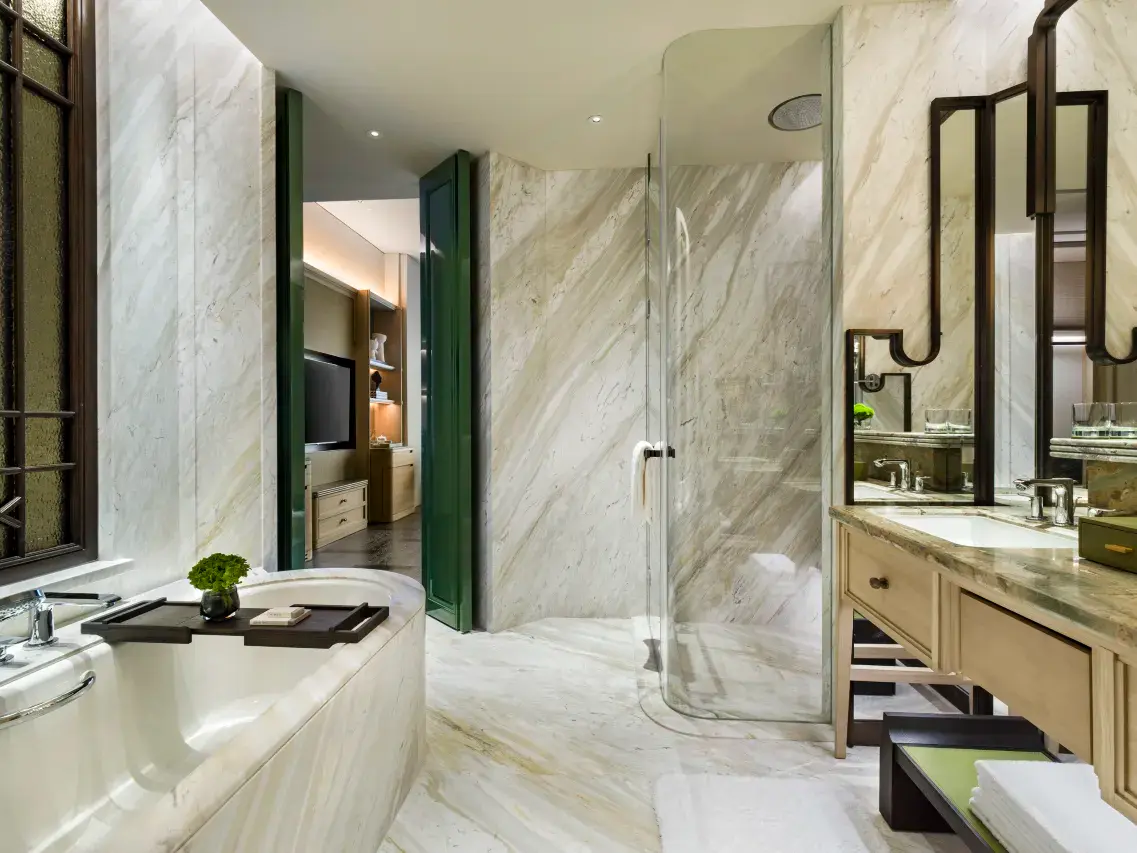 深圳前海華僑城瑞吉酒店 The St. Regis Shenzhen Bao’an浴室設計。(資料來源:萬豪集團官方網站)