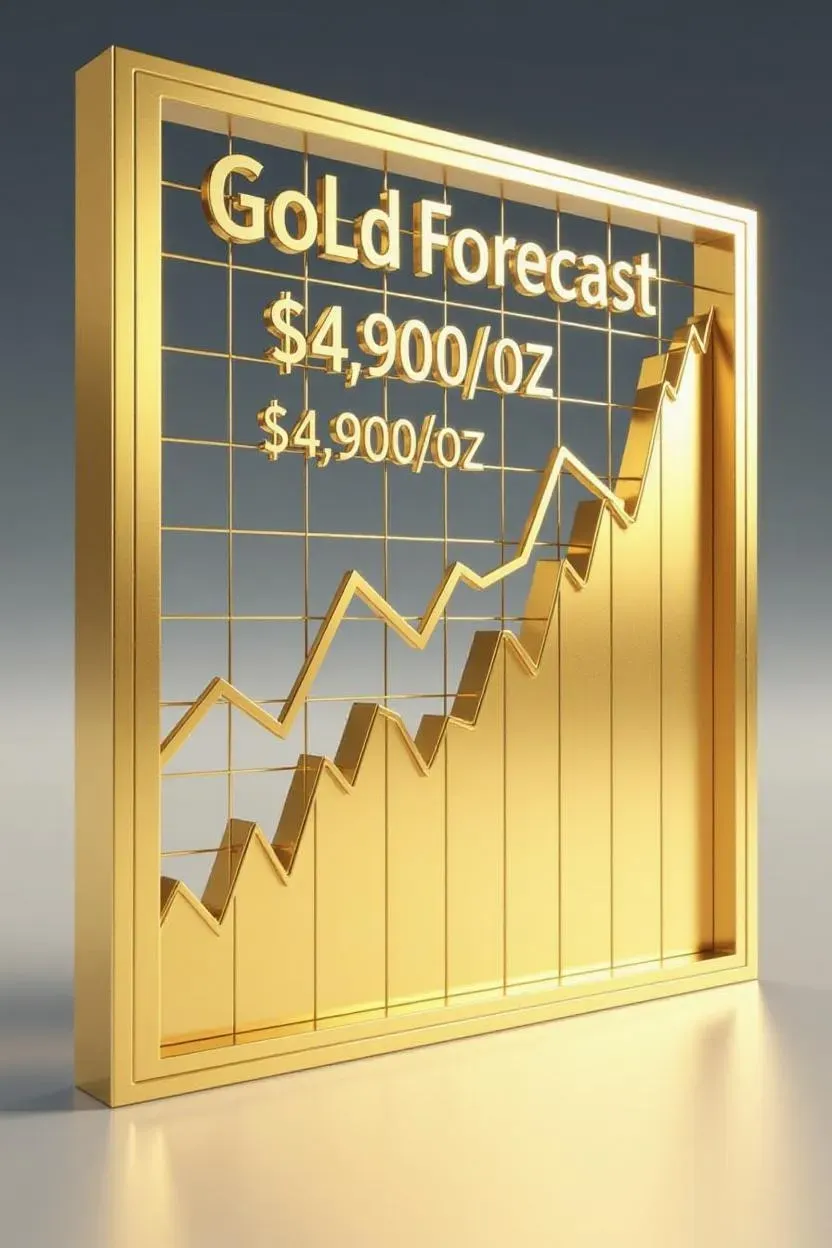 大行高盛估算，2026年底金價有機會望到$4900美元一安士。(圖片來源：(Grok AI製圖)