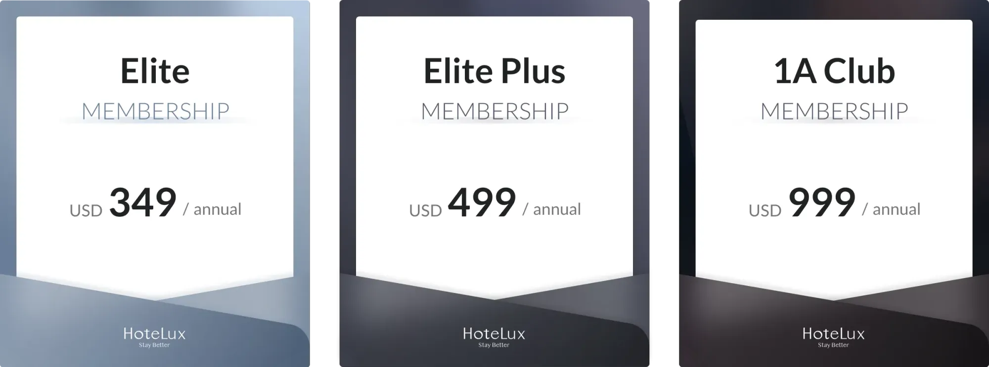 付費會員層級(直接向 HoteLux 購買)