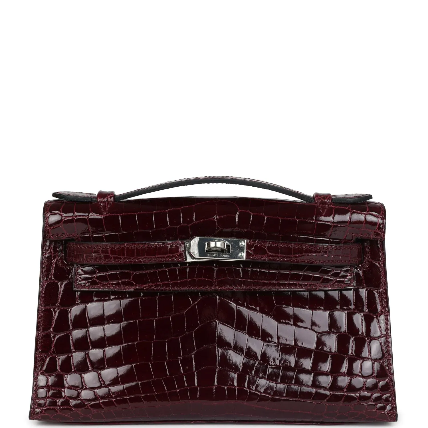 Hermès Kelly Pochette Bordeaux（酒紅）&nbsp;Shiny Niloticus Crocodile Palladium Hardware&nbsp;