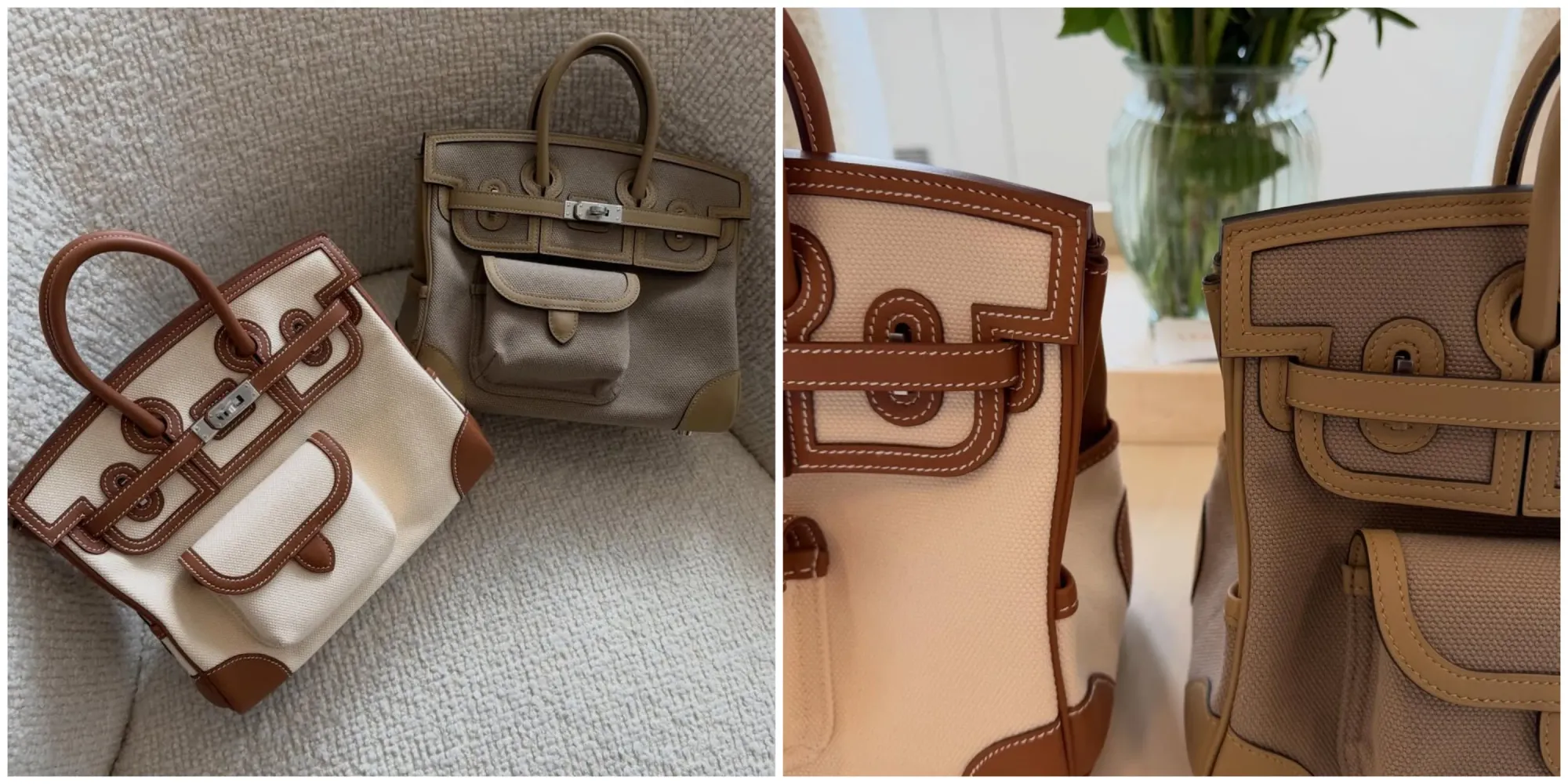 Cargo Birkin 25 採用帆布拼 Swift 皮革設計,加上外置口袋同 strap detail,整體比傳統 Birkin 更有機能感同休閒氣氛。