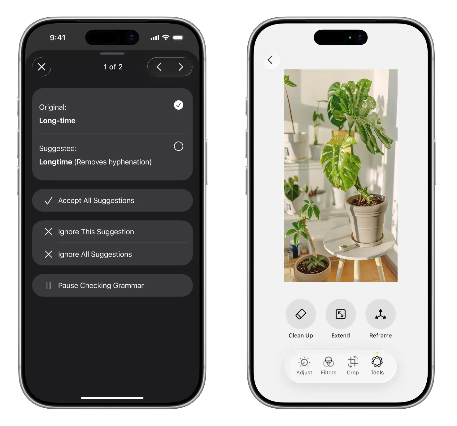 照片 App 新增「Reframe」與「Extend」功能。Credit:Bloomberg