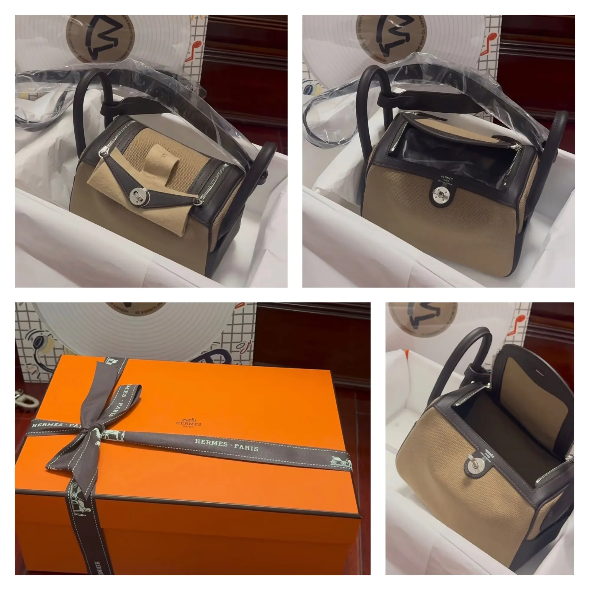 相比傳統全皮HERMÈS Mini Lindy,今次帆布版本更有夏日同旅行感。