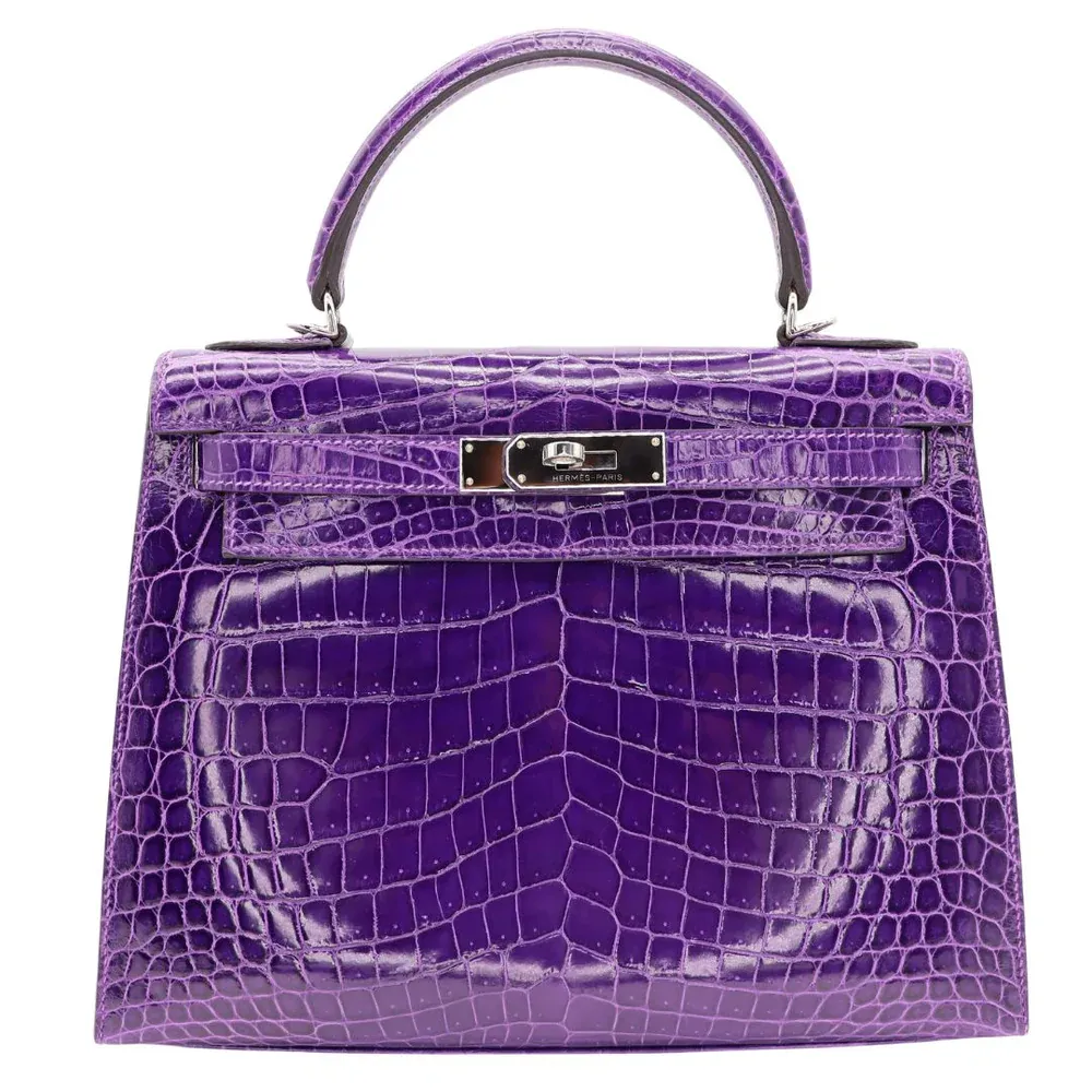 Hermès Kelly 28 Ultraviolet #5L Shiny Niloticus Crocodile，Palladium Hardware&nbsp;