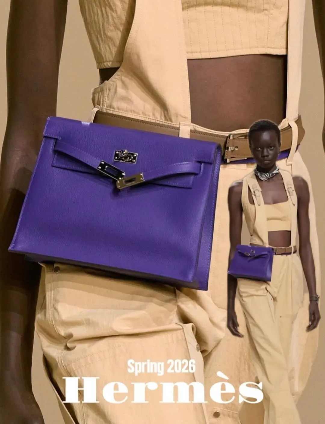 Hermès Purple X3（2026&nbsp;新紫色）Runway Fashion Show&nbsp;模特兒上身展示圖（2025&nbsp;預覽系列）