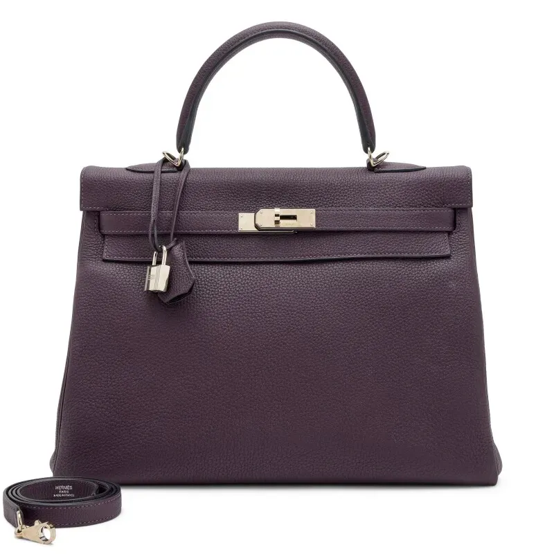Hermès Kelly 35 Raisin #59（葡萄紫）Togo Retourne，Palladium Hardware，2015&nbsp;實物圖