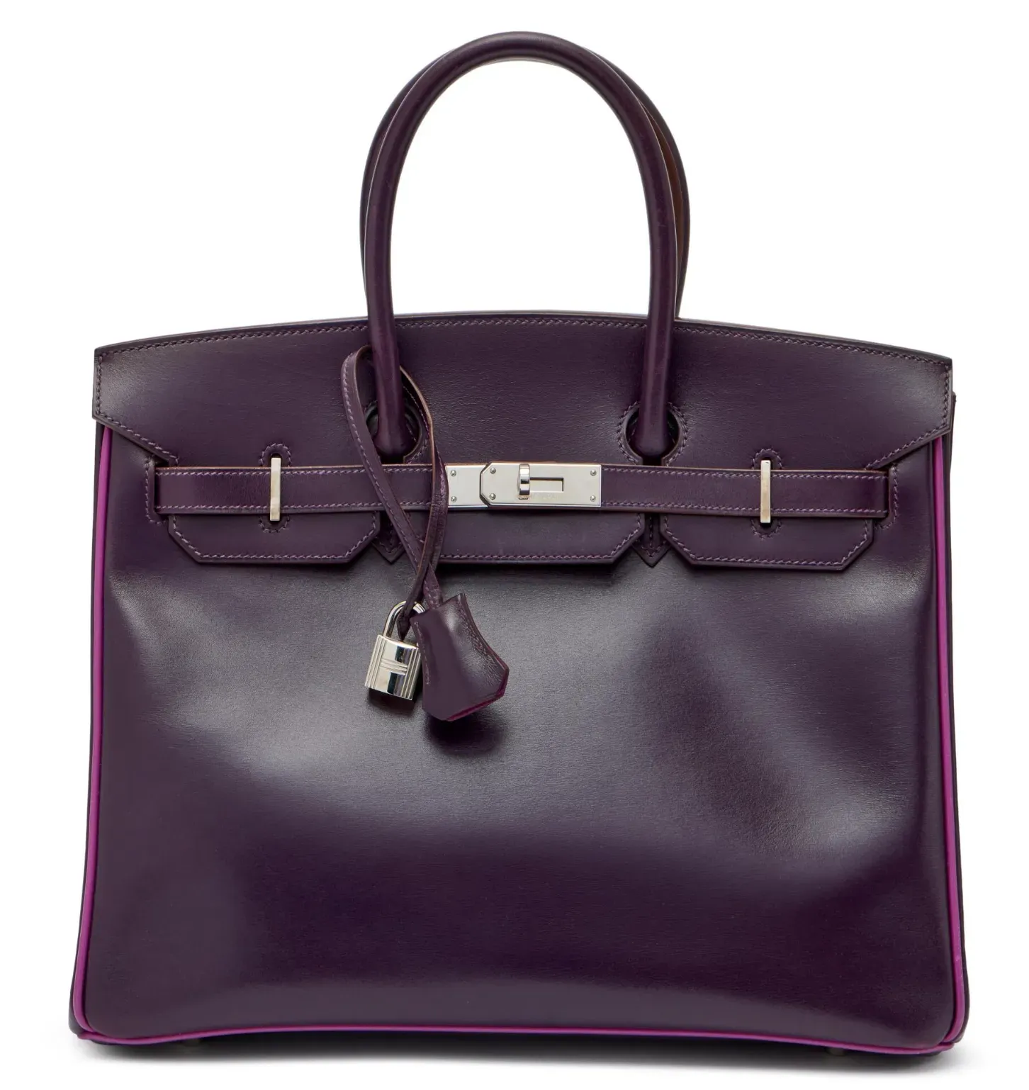 Raisin #59（葡萄紫）與&nbsp;Cyclamen #5H（薰衣草紫）Verso Box Birkin 35，2004&nbsp;實物對比圖