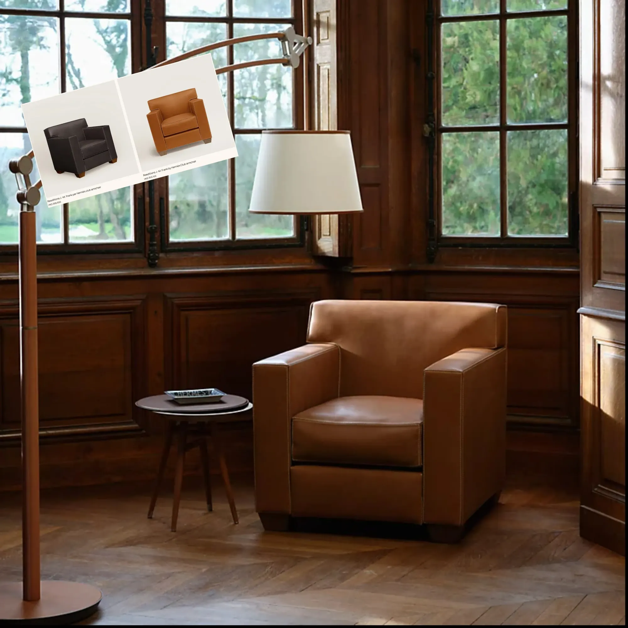 Hermès Club armchair售價HK$359,100，為系列入門尺寸款式之一。