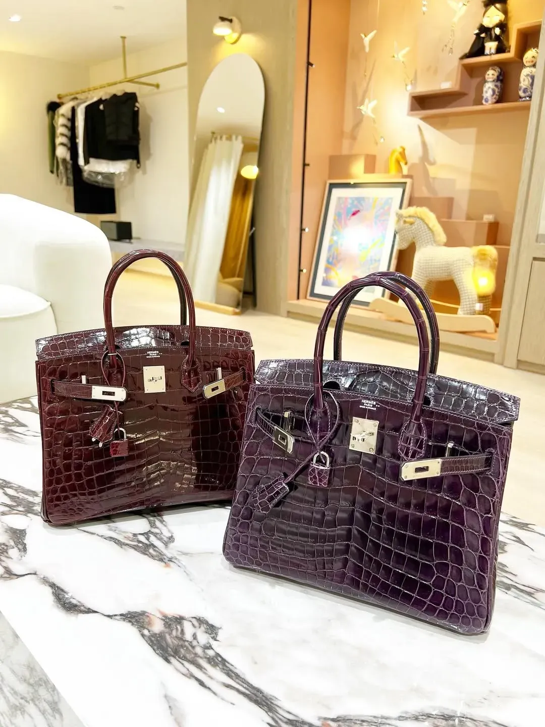 Hermès Birkin 30 Amethyst #9G（水晶紫）Shiny Crocodile Niloticus，實物圖