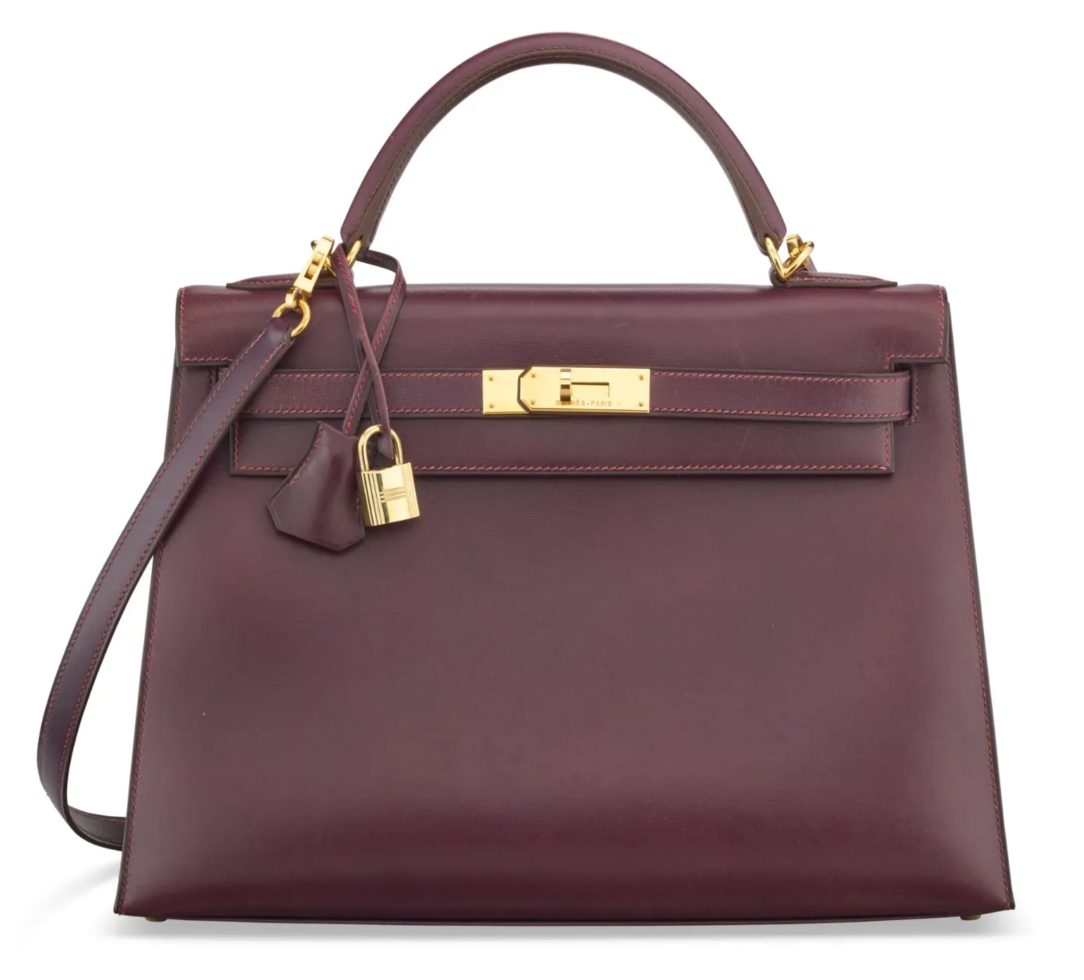 Quetsche Box Calf Kelly 32 Sellier，Gold Hardware，實物圖