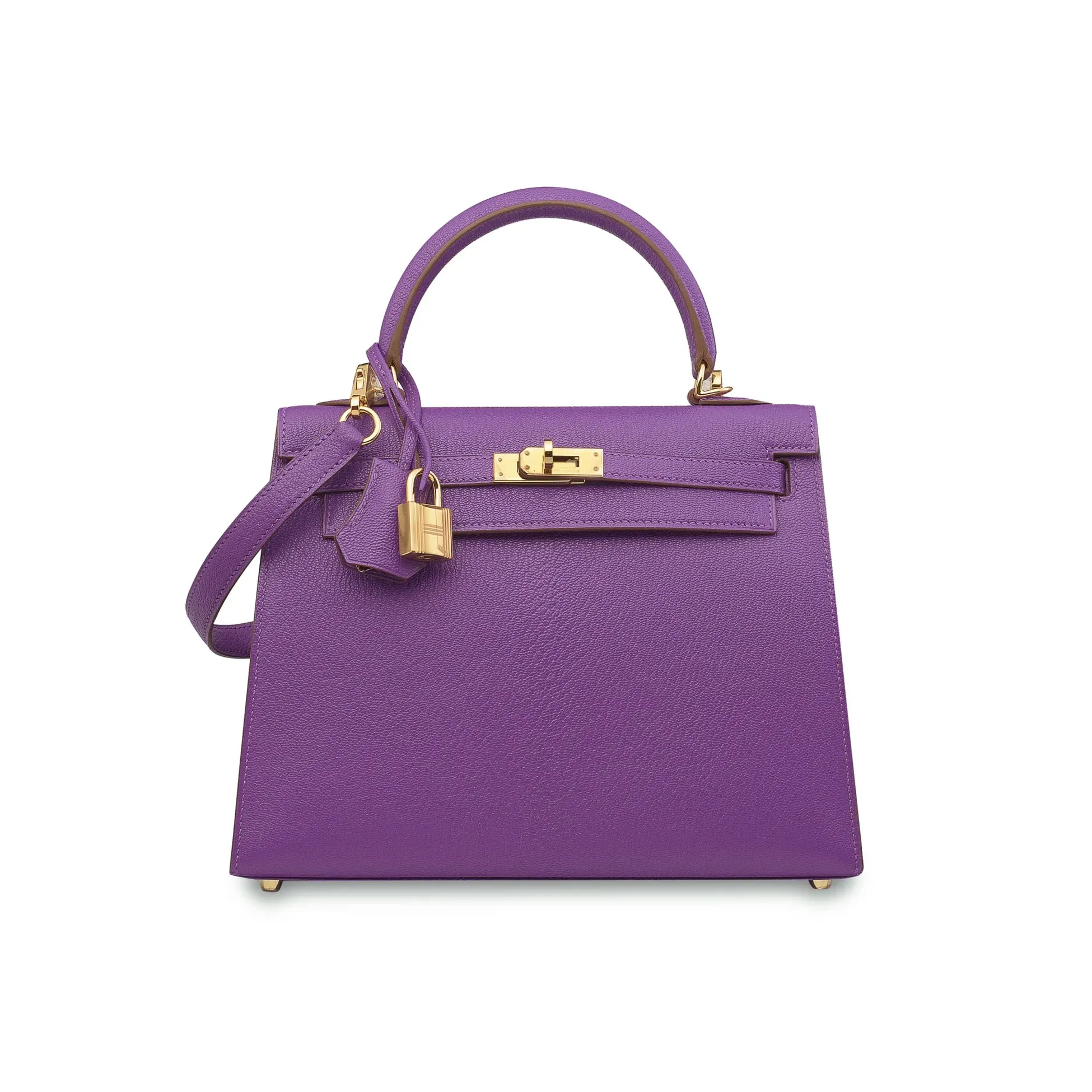 Hermès Kelly 25 Parme #9P Chèvre Leather Sellier，Gold Hardware，實物圖