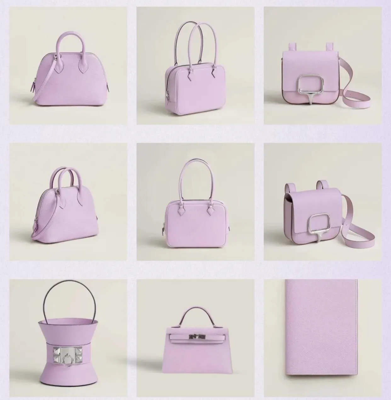 Hermès 2026新色 Guimauve(棉花糖粉)官方圖片。整體呈柔和粉紅色調,介乎Rose Sakura與Mauve Sylvestre之間,被不少收藏圈玩家視為2026最受關注粉色之一。