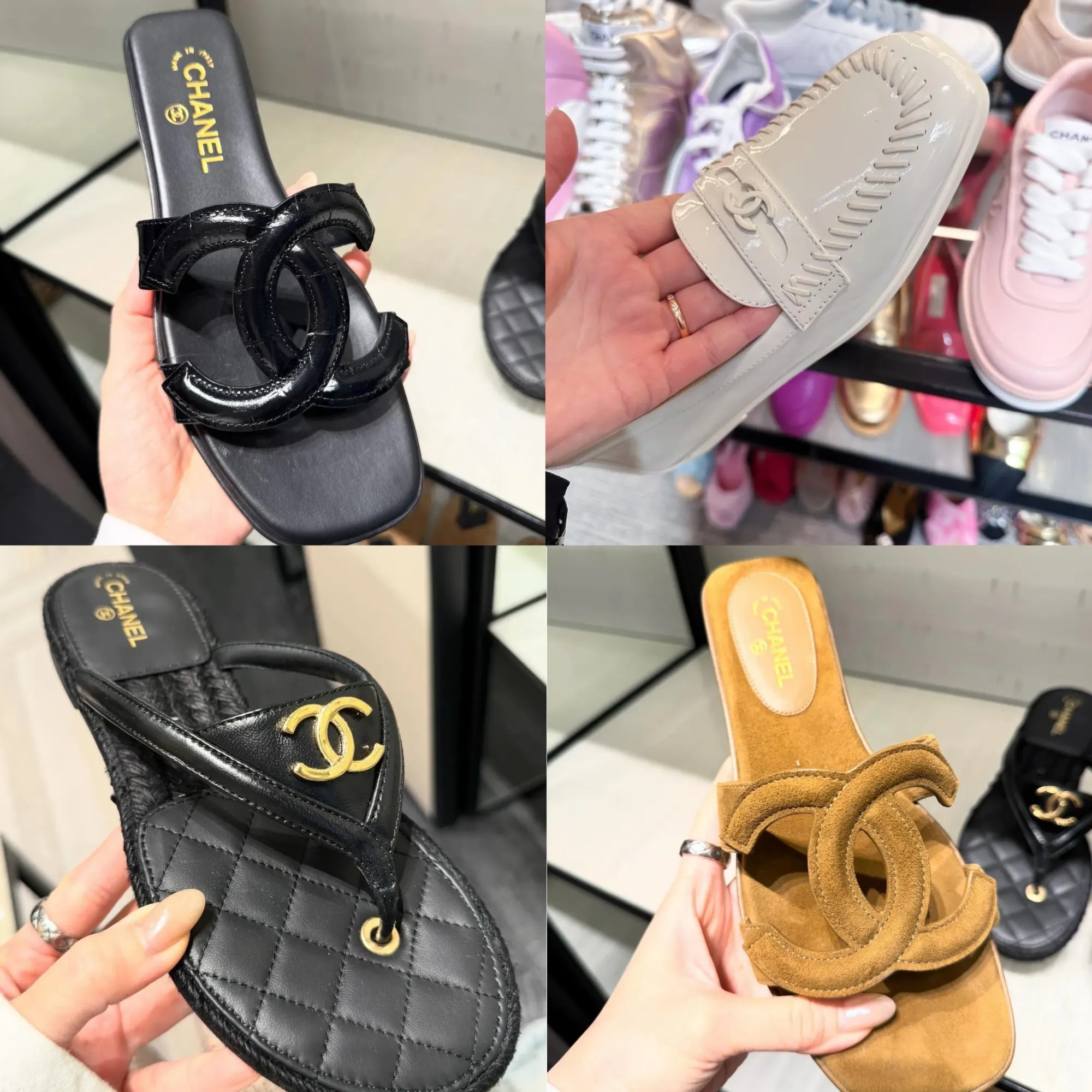日本現場&nbsp;CHANEL Markdown&nbsp;鞋履區照片。網民分享當日鞋款選擇以夏日色調為主，包括彩色及淺色系設計，同時亦見少量黑色及白色易配搭日常造型款式，當中包括經典&nbsp;slingback。整體選擇偏向季節性商品，尺碼與款式分布差異明顯。